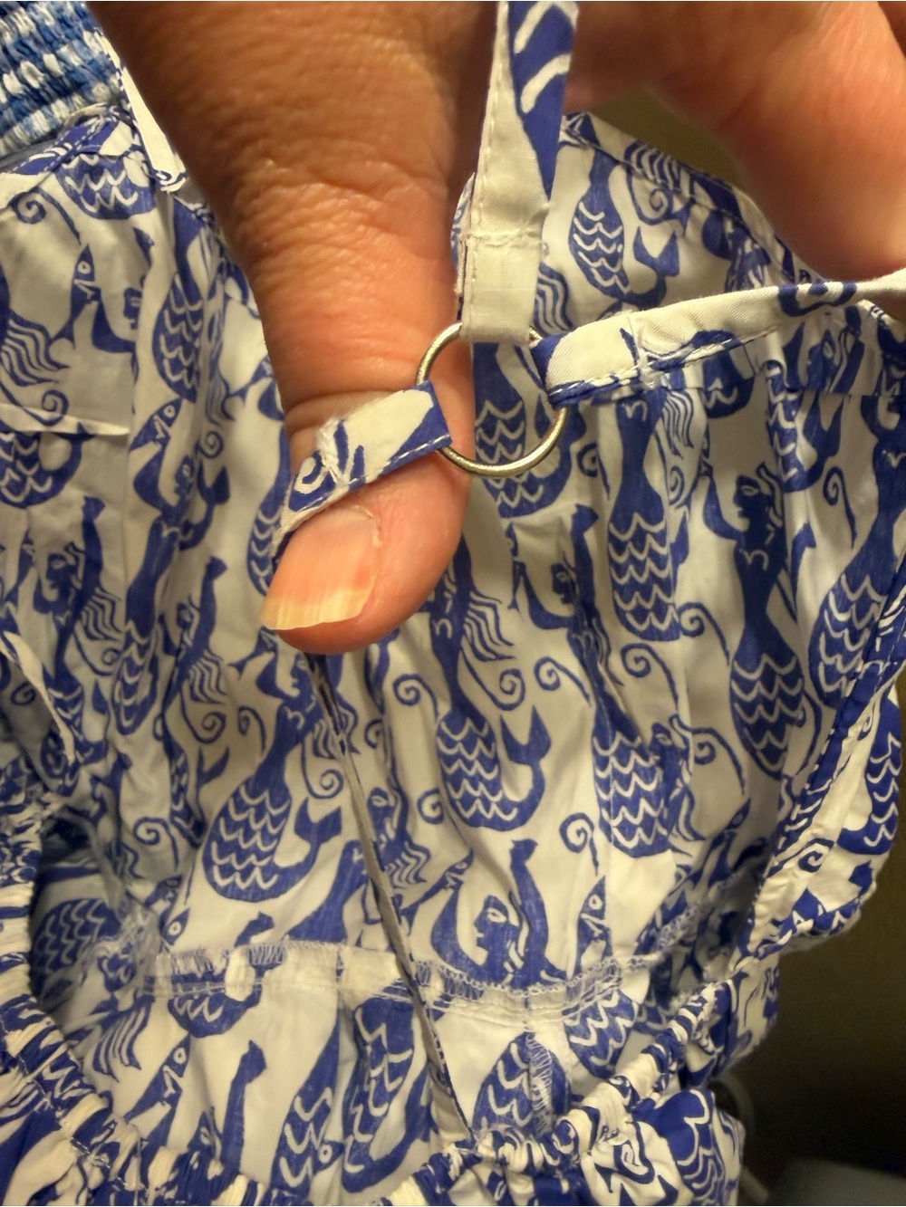 Anthropologie Celadine White Mini Dress with Blue Mermaid Print NWT XL - Picture 8 of 9